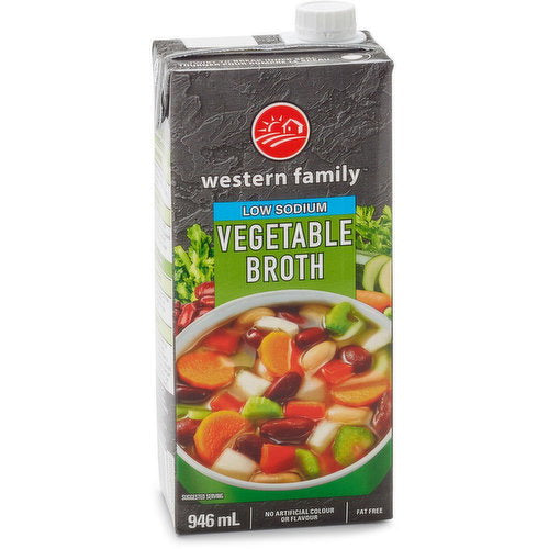 Western Family Low Sodium Vegetable Broth 946 mL