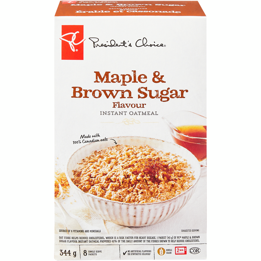 President's Choice Maple & Brown Sugar Instant Oatmeal 8 x 43 g
