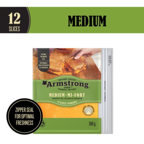 Armstrong Medium Cheddar Cheese Slices 240 g