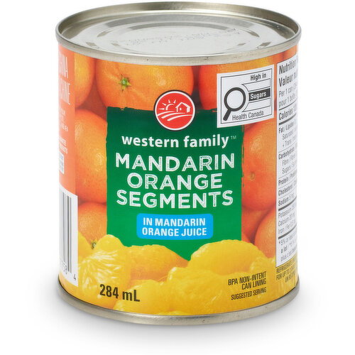 Western Family Mandarin Orange Segments in Mandarin Orange Juice 284 mL