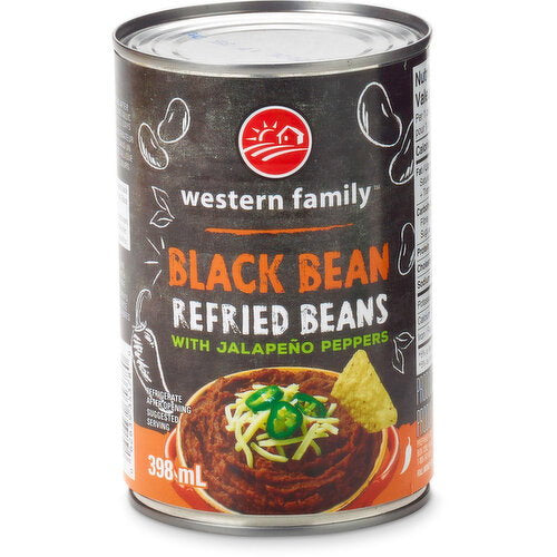 Western Family Refried Beans with Jalapeño 398 mL