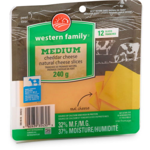 Western Family Medium Cheddar Cheese Slices