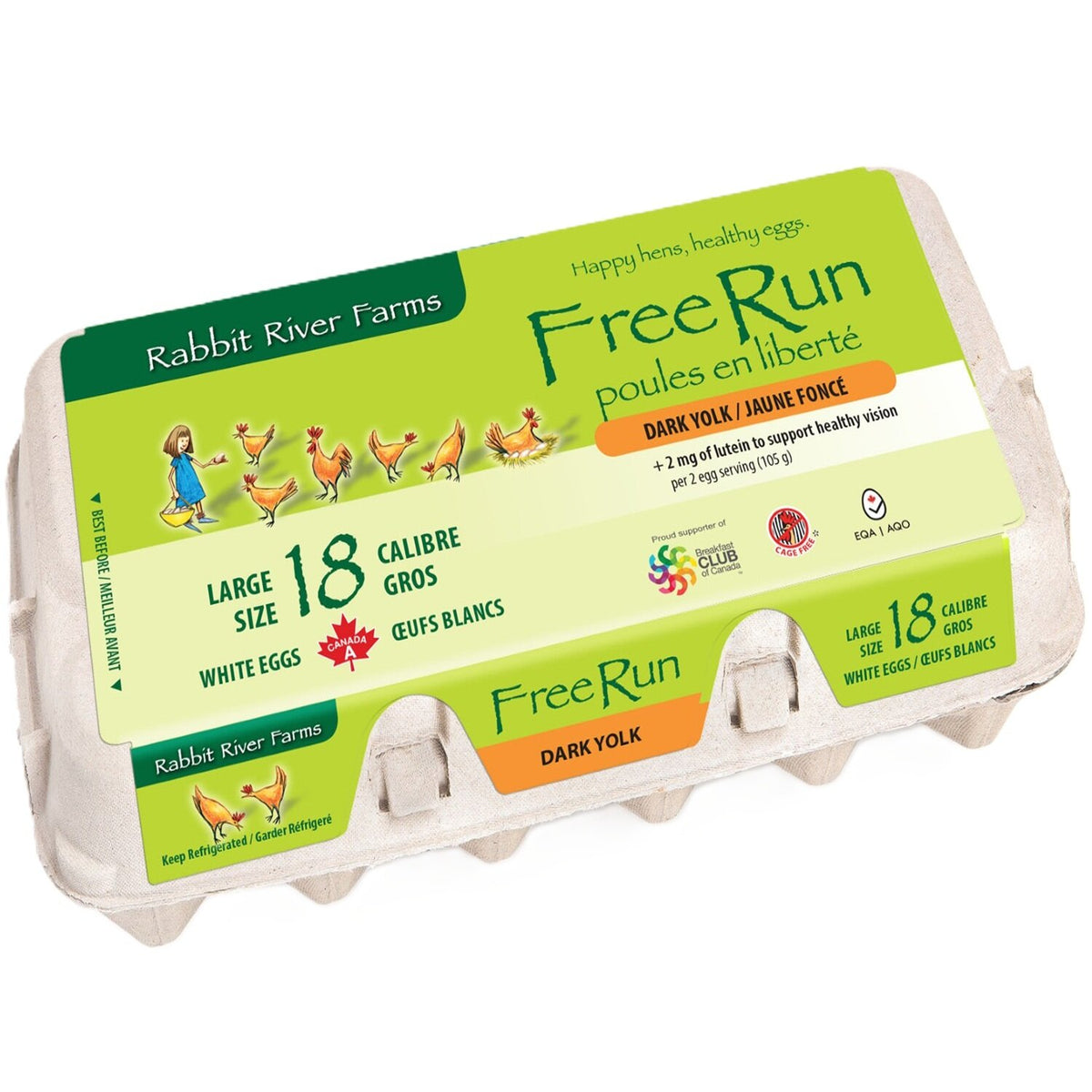 Rabbit River Farms Free-Run Dark-Yolk Large White Eggs 18-Pack