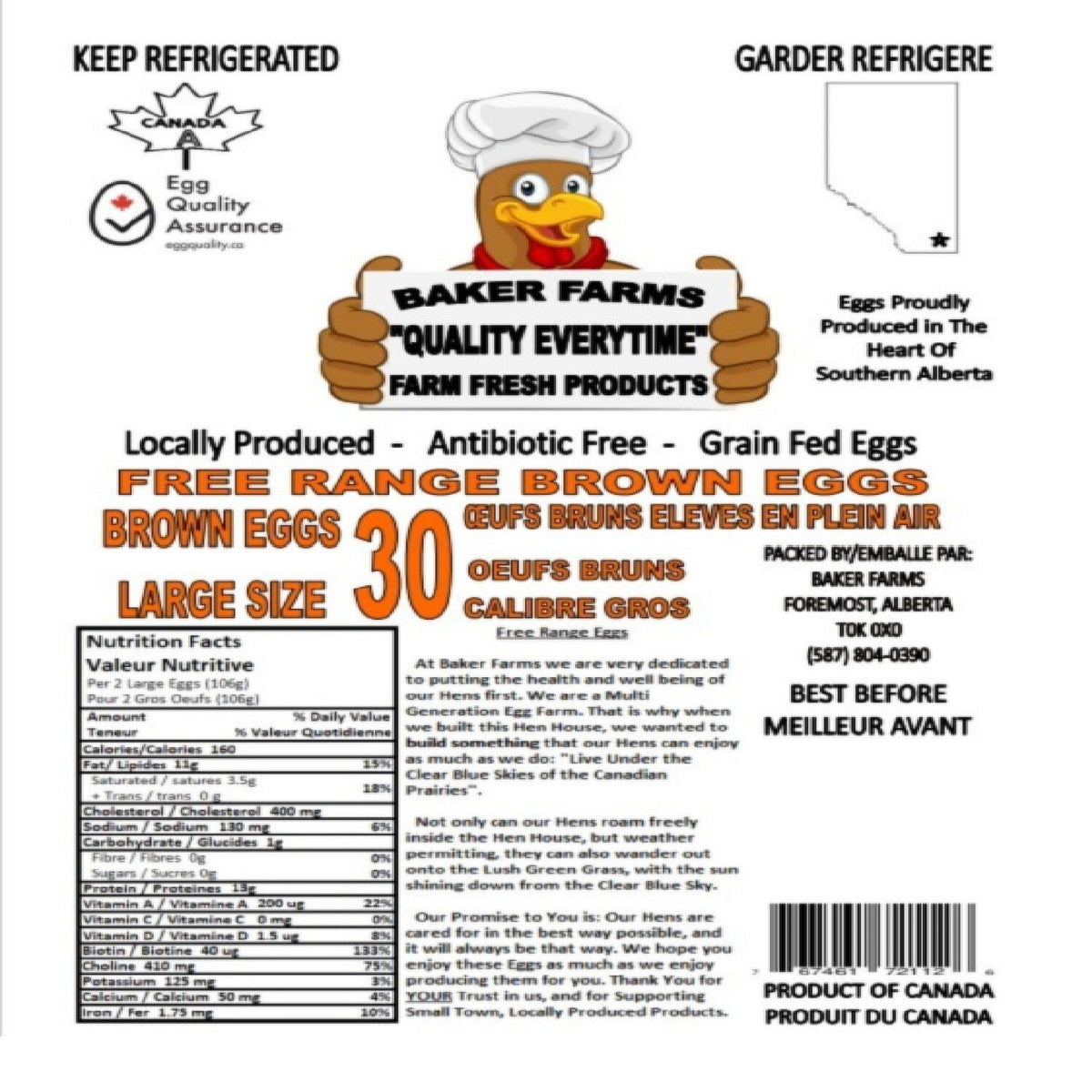 Baker Farms Brown Free-Range Eggs 30-Pack