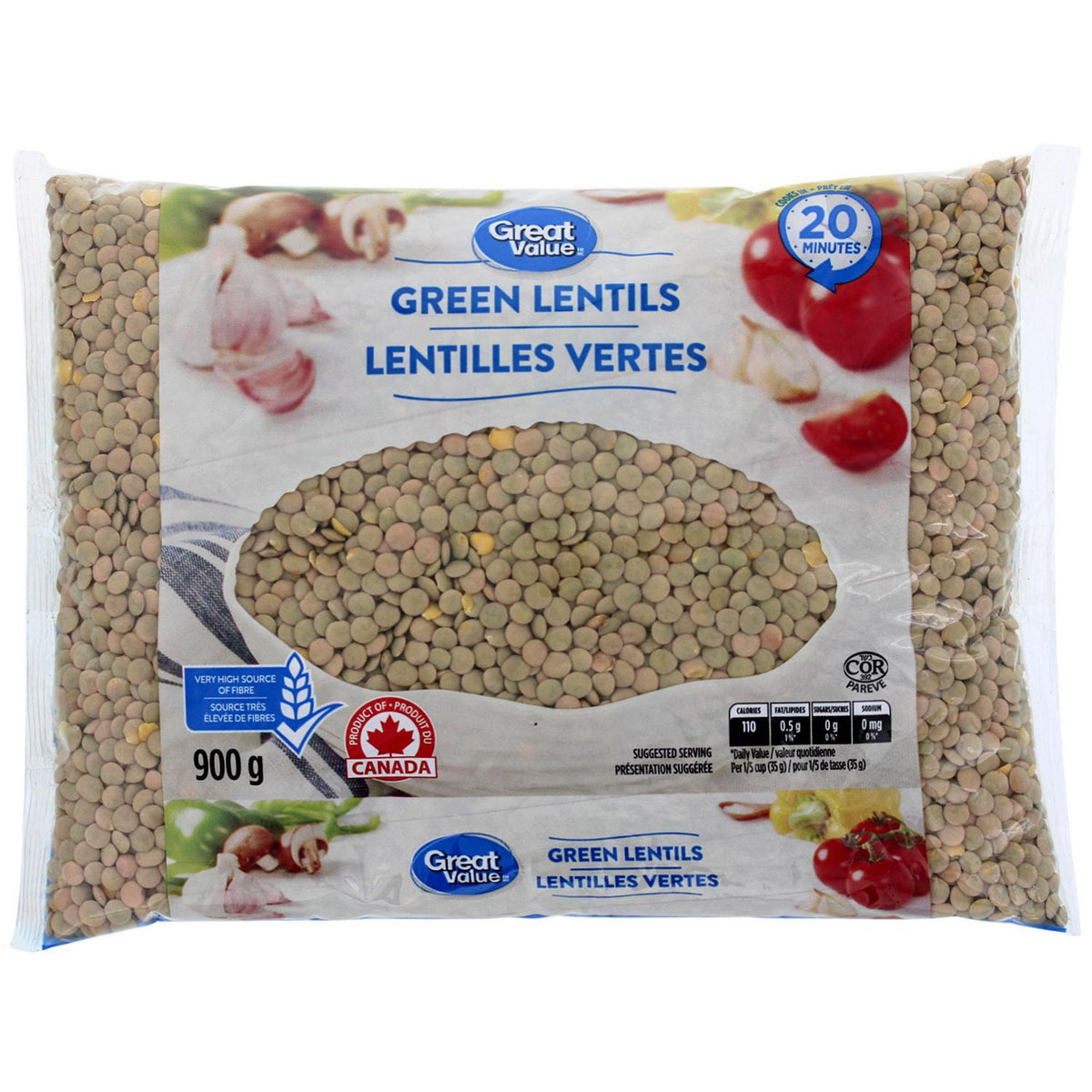 Great Value Green Lentils 900 g