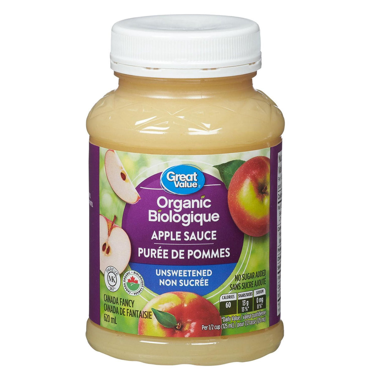 Great Value Organic Unsweetened Applesauce 620 mL