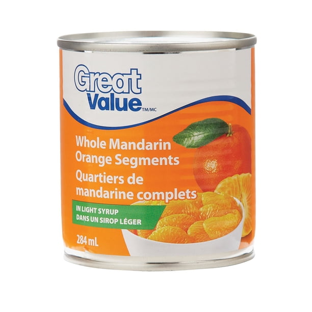 Great Value Whole Mandarin Orange Segments in Light Syrup 284 mL