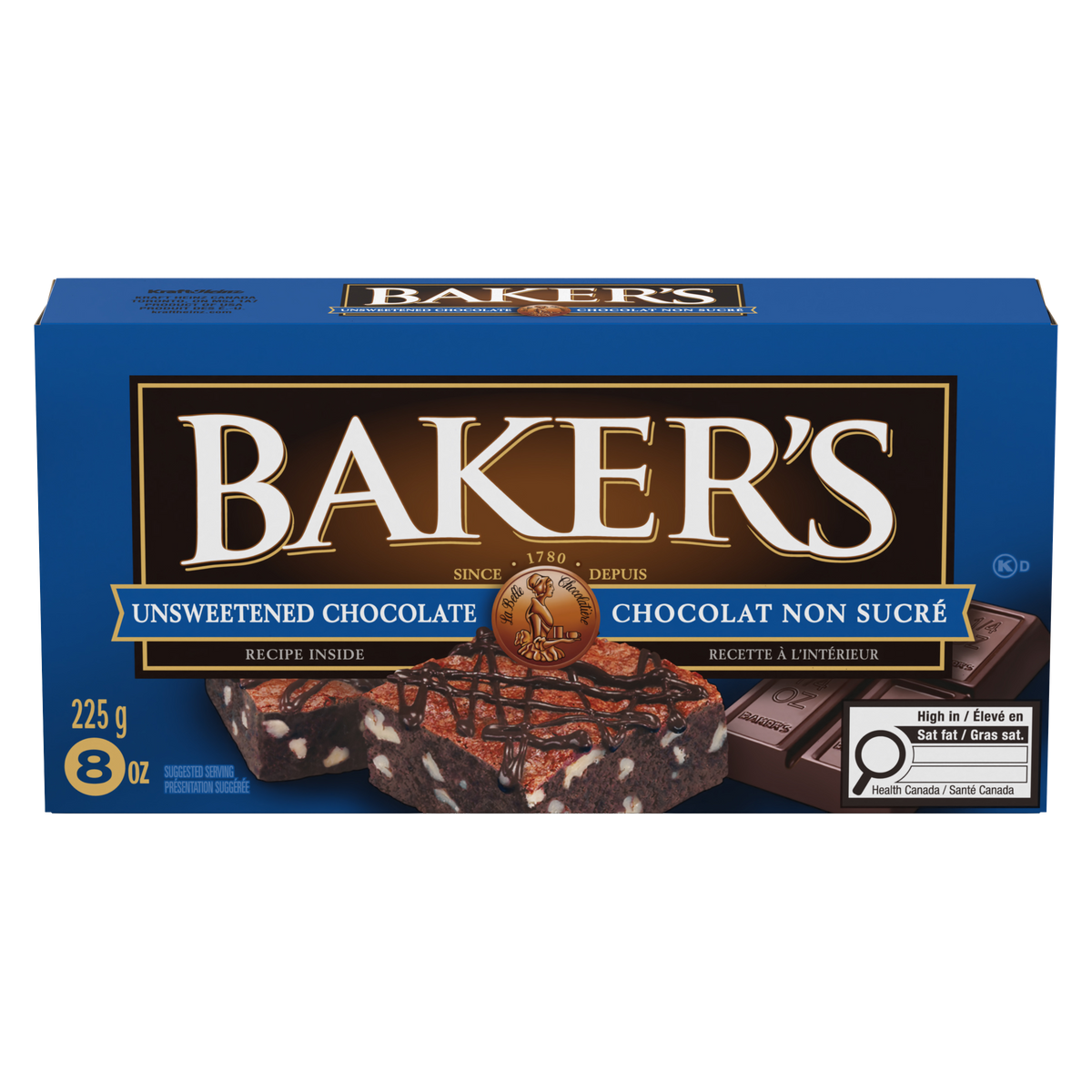 Baker's 100% Pure Unsweetened Chocolate Baking Bar 225 g